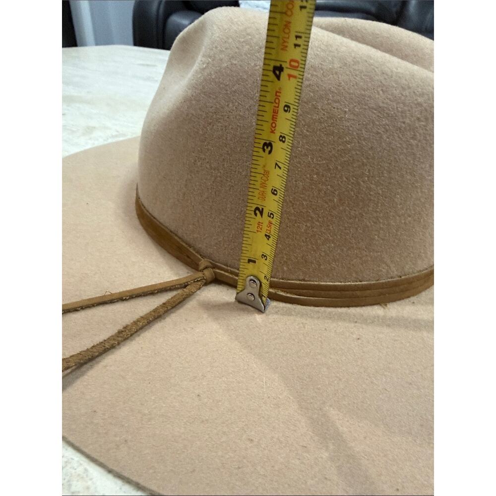 Patina The Aria Tan Wool Fedora Western Hat Handcrafted Wide Brim XL - Picture 9 of 9